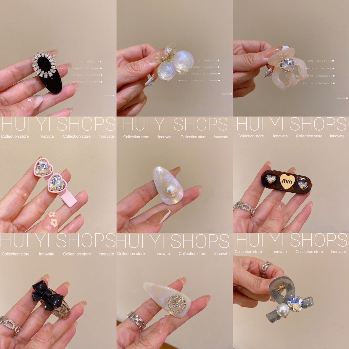 princess atmosphere at escape in spring ~ sweet pink rhinestone barrettes side bangs word duckbilled hair accessories