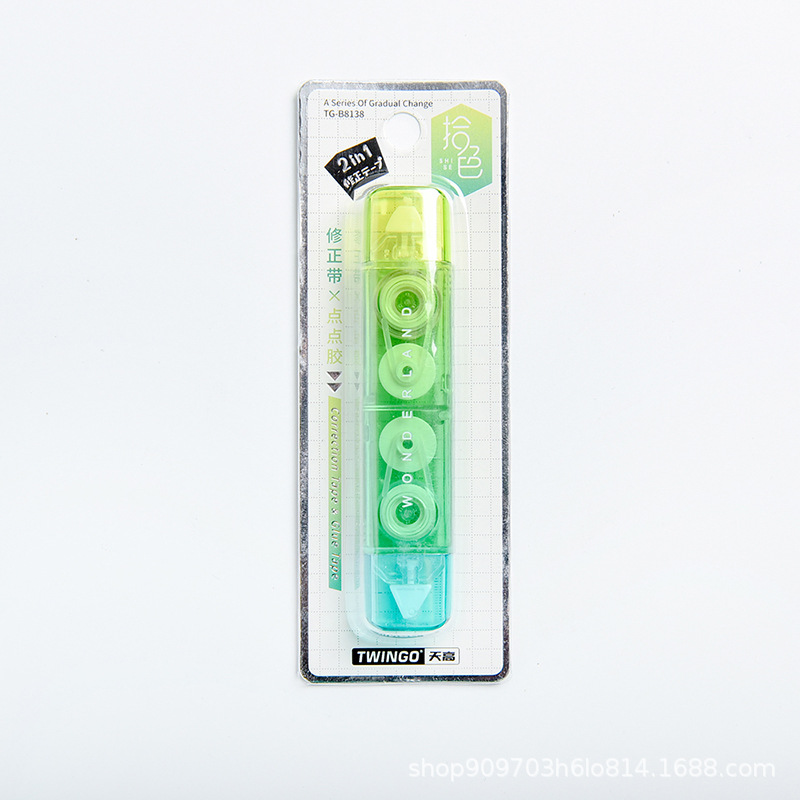 Cinta de corrección al por mayor de la fábrica de Tiangao Pegamento de punto cinta de corrección de dos en uno cinta de corrección portátil para estudiantes de color degradado