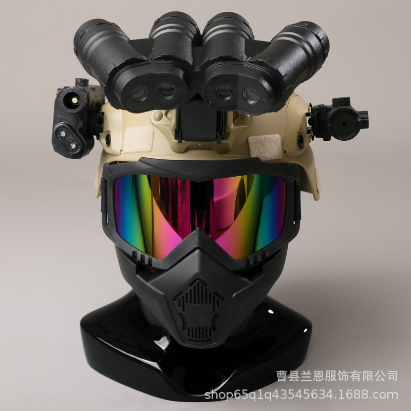Casco táctico para niños binoculares de cuatro ojos de protección al aire libre equipo de ventilador militar telescopio modelo de visión nocturna equipo táctico