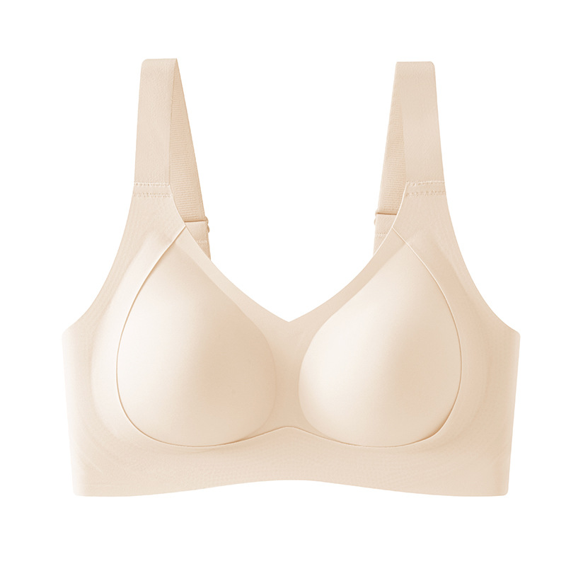 Gran tamaño de elevación de soporte suave ropa interior damas sin marcas sin anillo de acero sujetador recopilado anti-caída sujetador de copa fija