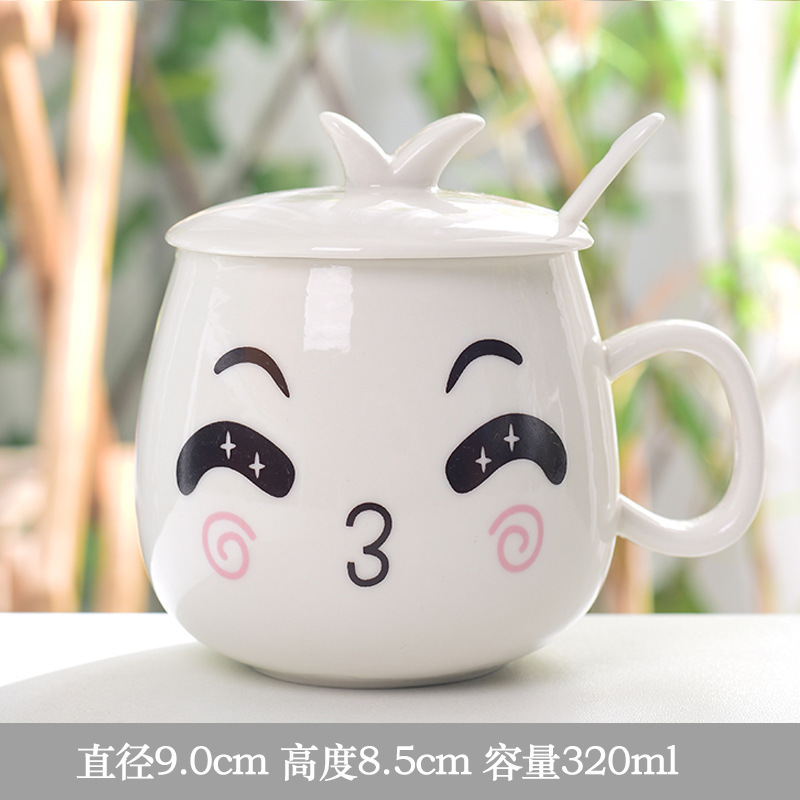 Taza de personalidad creativa Taza de cerámica con cuchara Taza de bebida de pareja de moda Taza de café casera Taza de agua de expresión