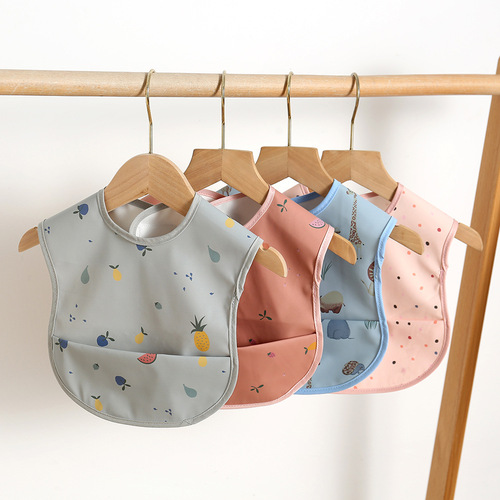 Danish anti-dressing children's waterproof eating bibs super soft PU no-wash bibs waterproof bibs baby food supplement coveralls