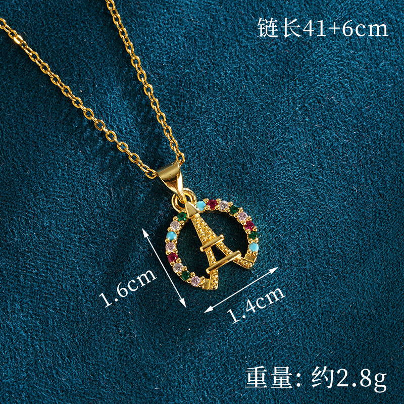 Collar de oro de arena vietnamita simple y alta sensación de aretes de la torre Eiffel lujoso ligero para mujeres no se desvanecerá el suministro de joyas