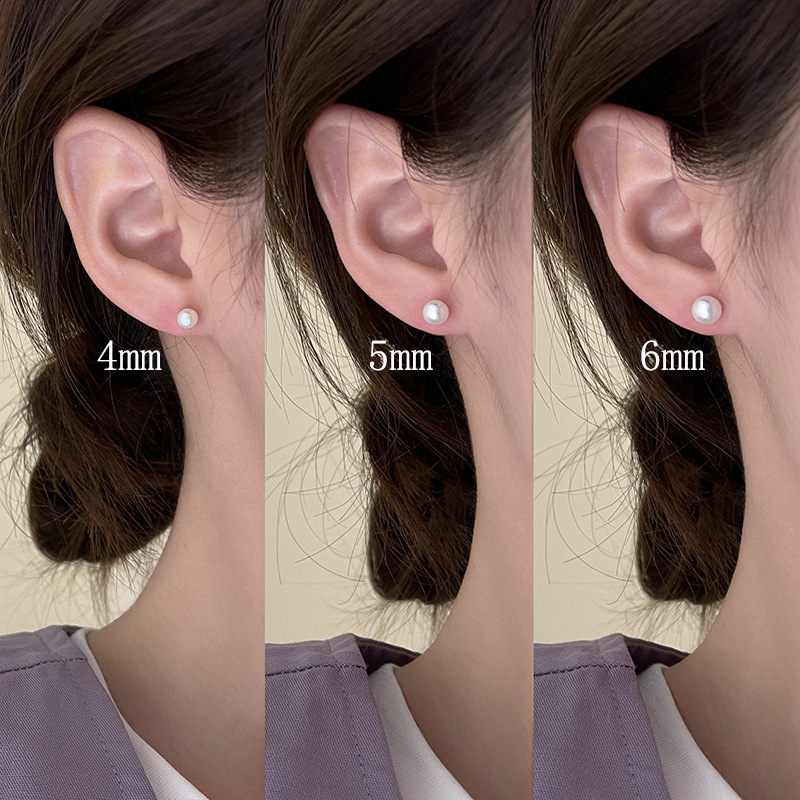 약 6mm 진주 귀걸이(실버바늘)