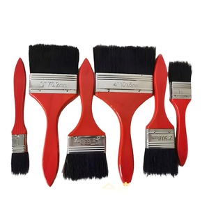 Black Hair Paint Brush Red Wooden Handle Black Pig Hair Brush Thickened Black Bristle Brush Flat Oil Brush Industrial 633 Paint Brush