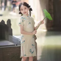Платье для девочек Летний новый стиль юбка Cheongsam девушка китайский стиль улучшенный cheongsam Hanfu Princess юбка