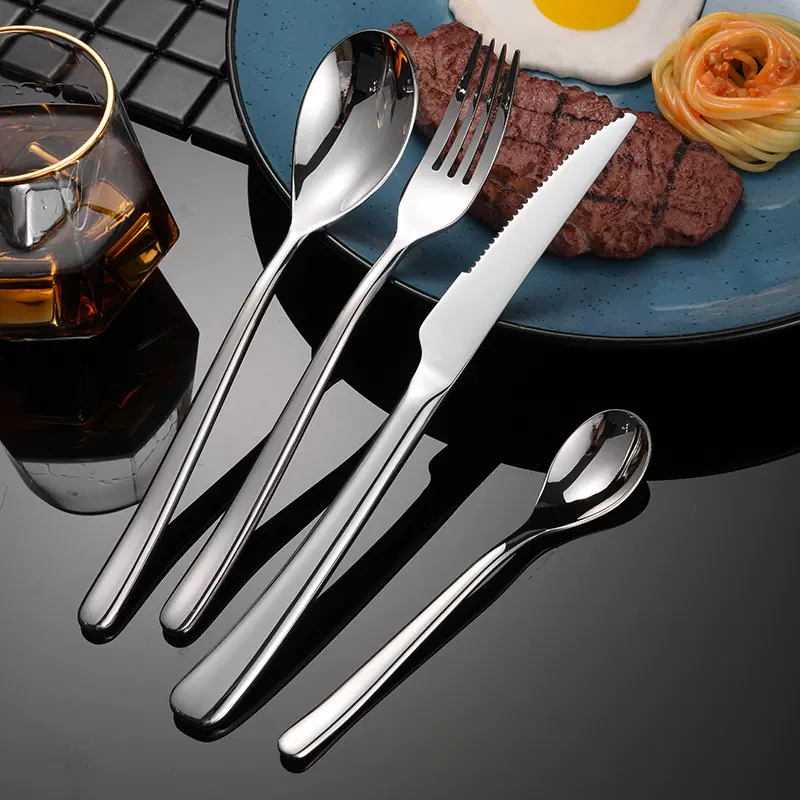 跨境亚马逊304不锈钢月光668餐具四件套酒店粗齿牛排刀餐叉甜品勺