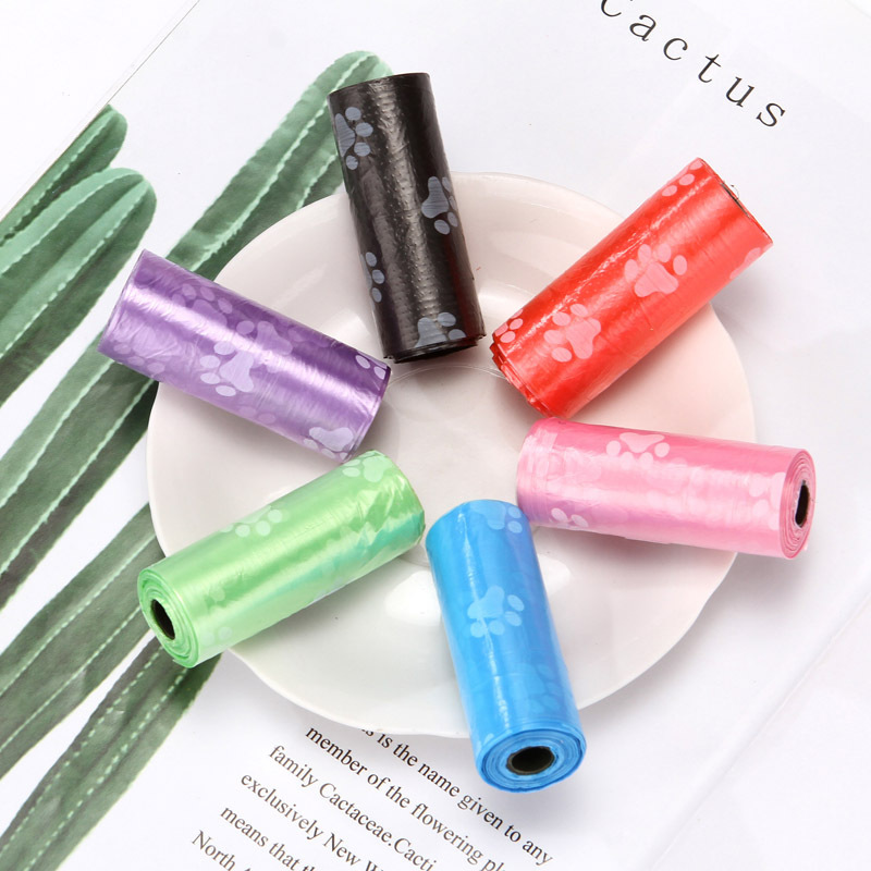 Impreso para mascotas bolsa de basura limpieza de perros pick-up 15 unids/rollo perro gato pick-up bolsa de limpieza al por mayor de la fábrica