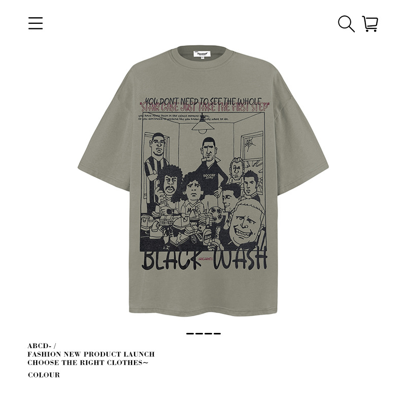 Camiseta de manga corta apilada en la calle alta de la marca de moda pesada de 250g para hombres de algodón puro con camisa de fondo suelta para hombres de verano