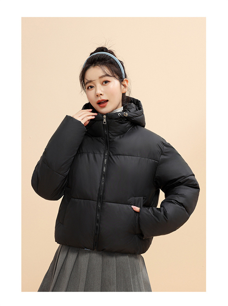 Chaqueta corta con capucha para mujer, estilo coreano, de invierno, corta, gruesa, cálida, de algodón, para mujer_voghion.com