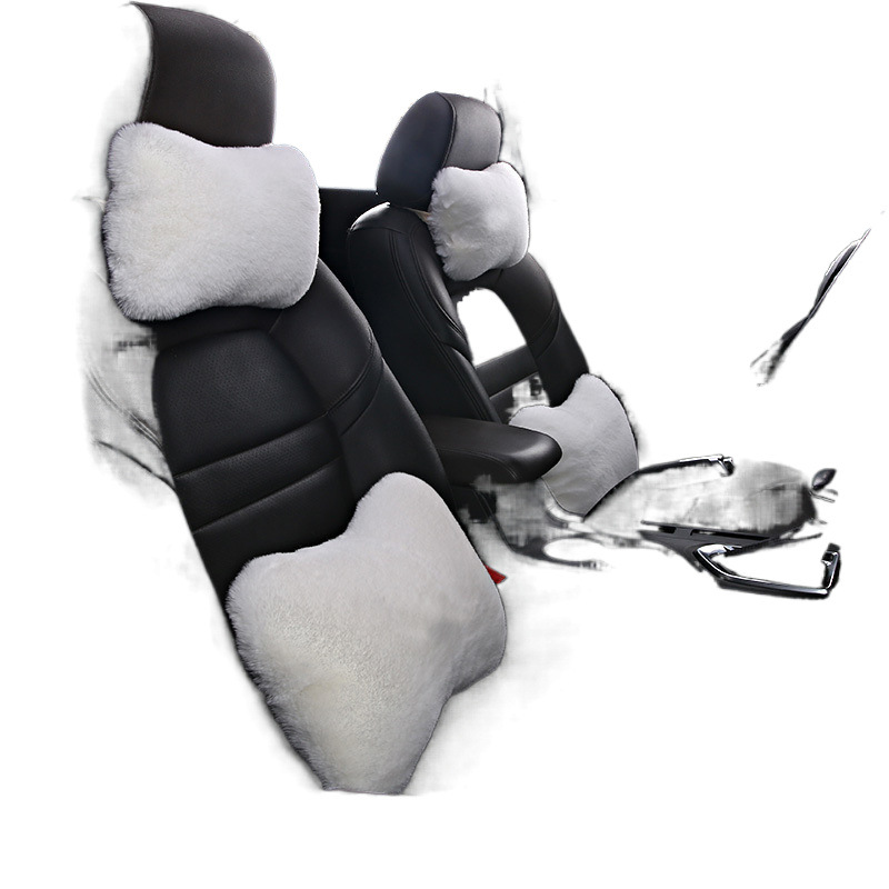 자동차 베개 목 베개 모조 토끼 봉제 뼈 머리 받침 허리 베개 허리 쿠션 자동차 허리 세트 유니버설