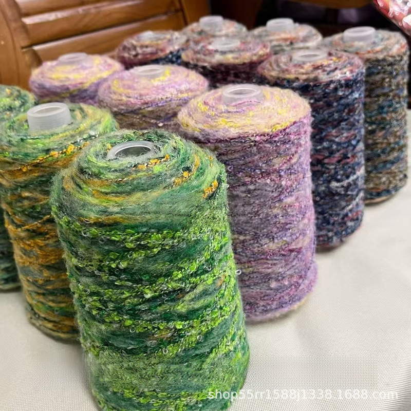 Terraced Yarn Long Section Dyed Gradient Color Encrypted Mohair Circle Wool Hand-Knitted Stick Needle Crocheted Sweater Bag Wool Ball