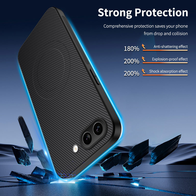 Aplicable a Google Google Pixel 10Pro XL Carcasa para teléfono móvil con imán de fibra de carbono Funda protectora anticaída magnética para automóvil