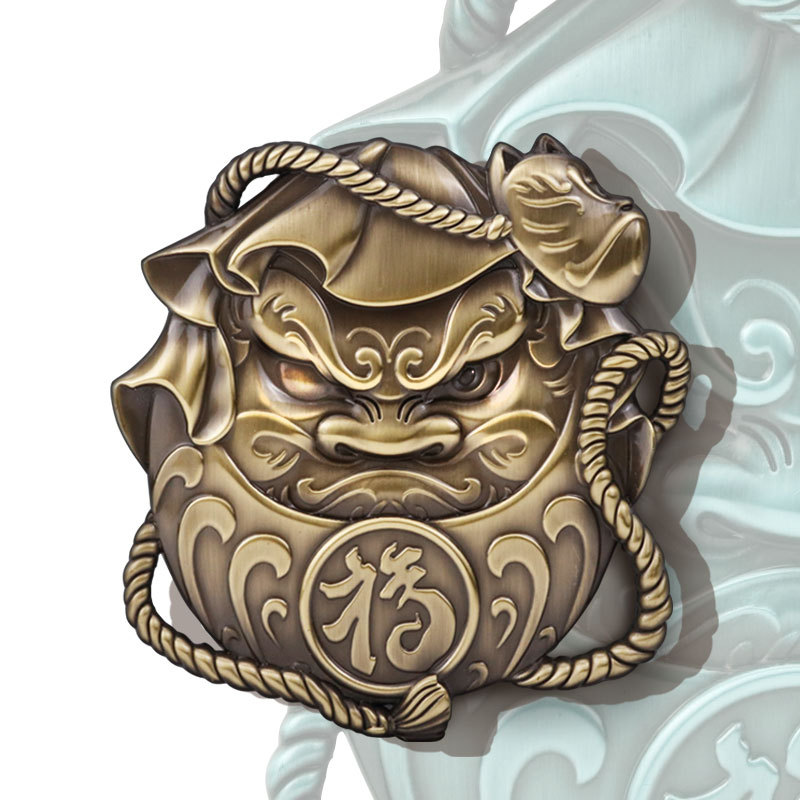 日本达摩JDM改装金属车标祈福卡通吉祥物车贴电动摩托车装饰贴标