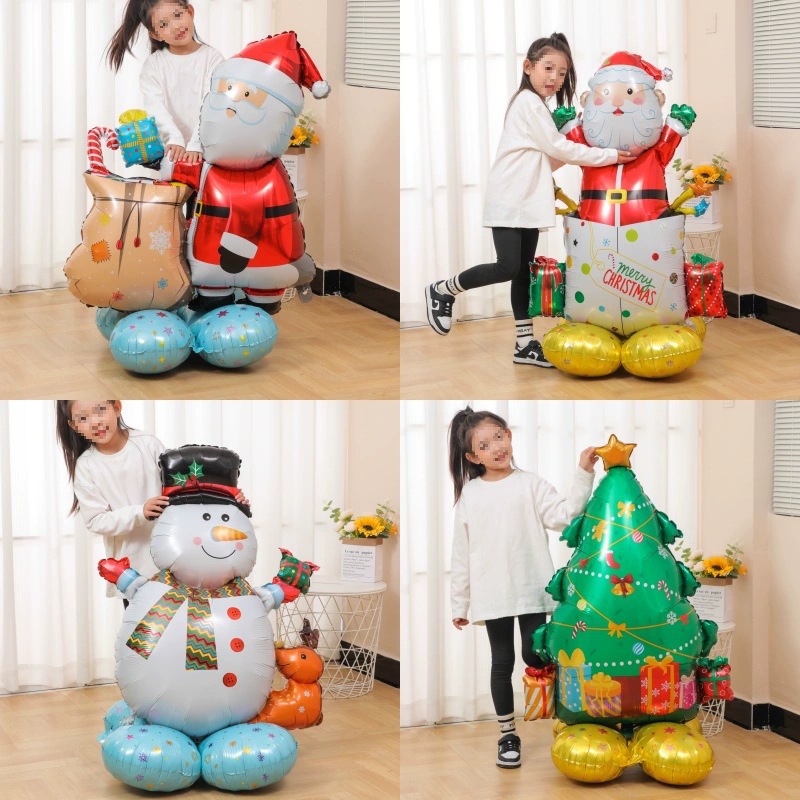 Decoración de Navidad gran base árbol de Navidad árbol anciano alce muñeca de nieve estereoscópica diseño de jardín de infantes de globos