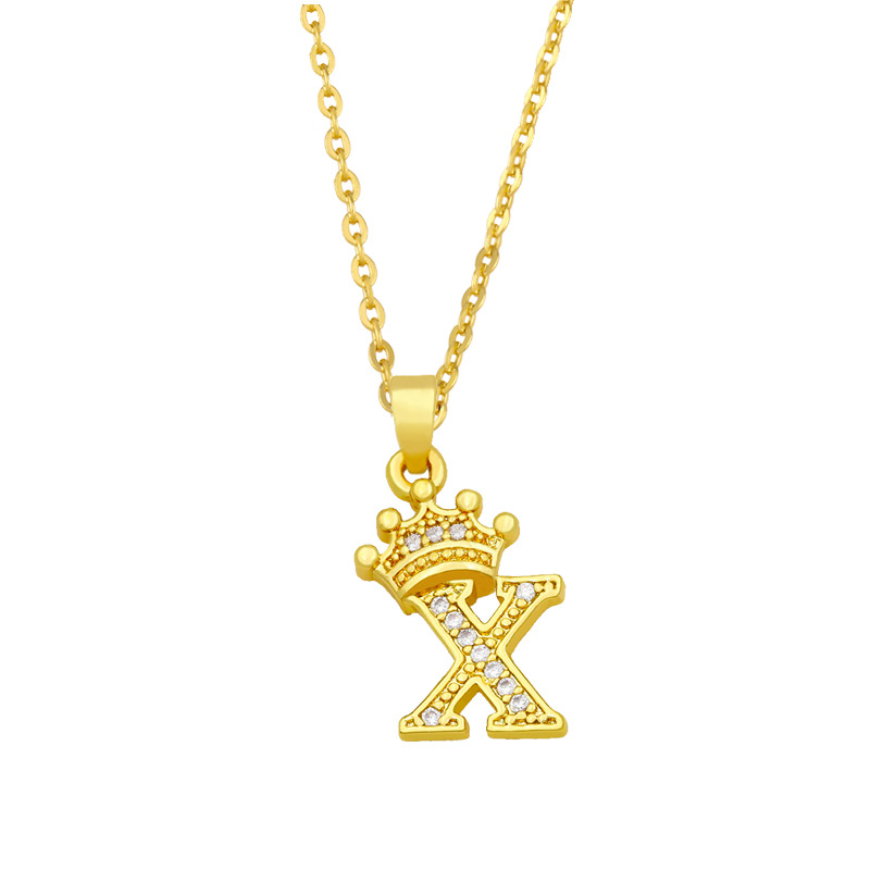 Fashion Crown 26 English Letters Zircon Pendant Necklace display picture 15