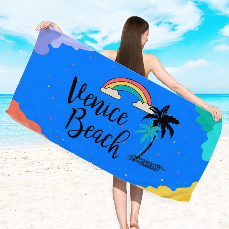 Summer new microfiber double terry cloth beach towel printed beach bath towel swimming sunscreen shawl wholesale