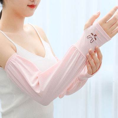 冰絲袖套防曬手套女薄款夏季防紫外線寬松冰袖套開車護臂手套冰袖