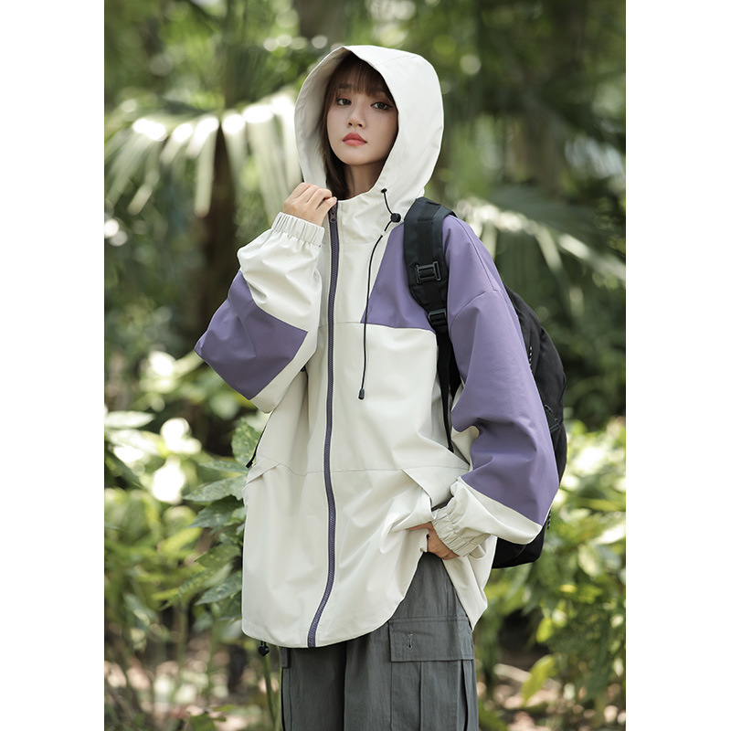 Demi-season travel windproof waterproof jacket with hood