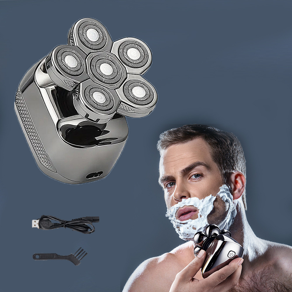 Rechargeable Electric Shaver Cordless Men's Electric Shaver Waterproof 6D Floating Electric Shaver