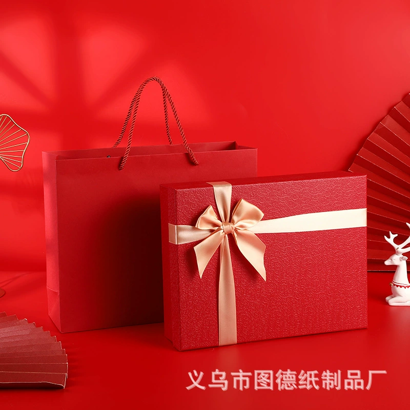 Золотой лук большая упаковочная коробка красное небо и земля крышка прямоугольная портативная коробка свадебный компаньон подарочная коробка конфет