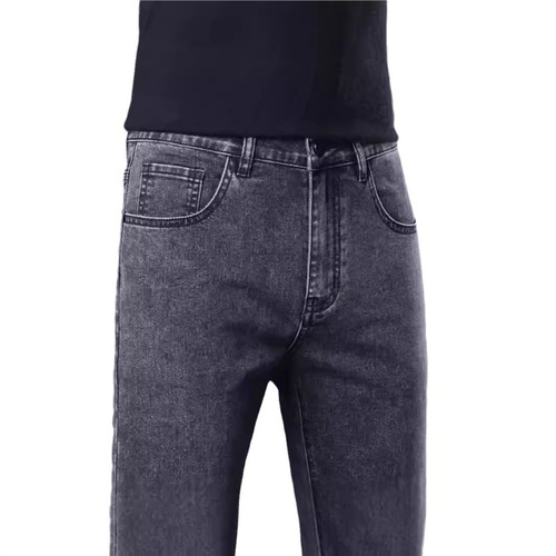 Men's thermal lined thick high elasticity slim straight leg casual pants trendy versatile autumn winter