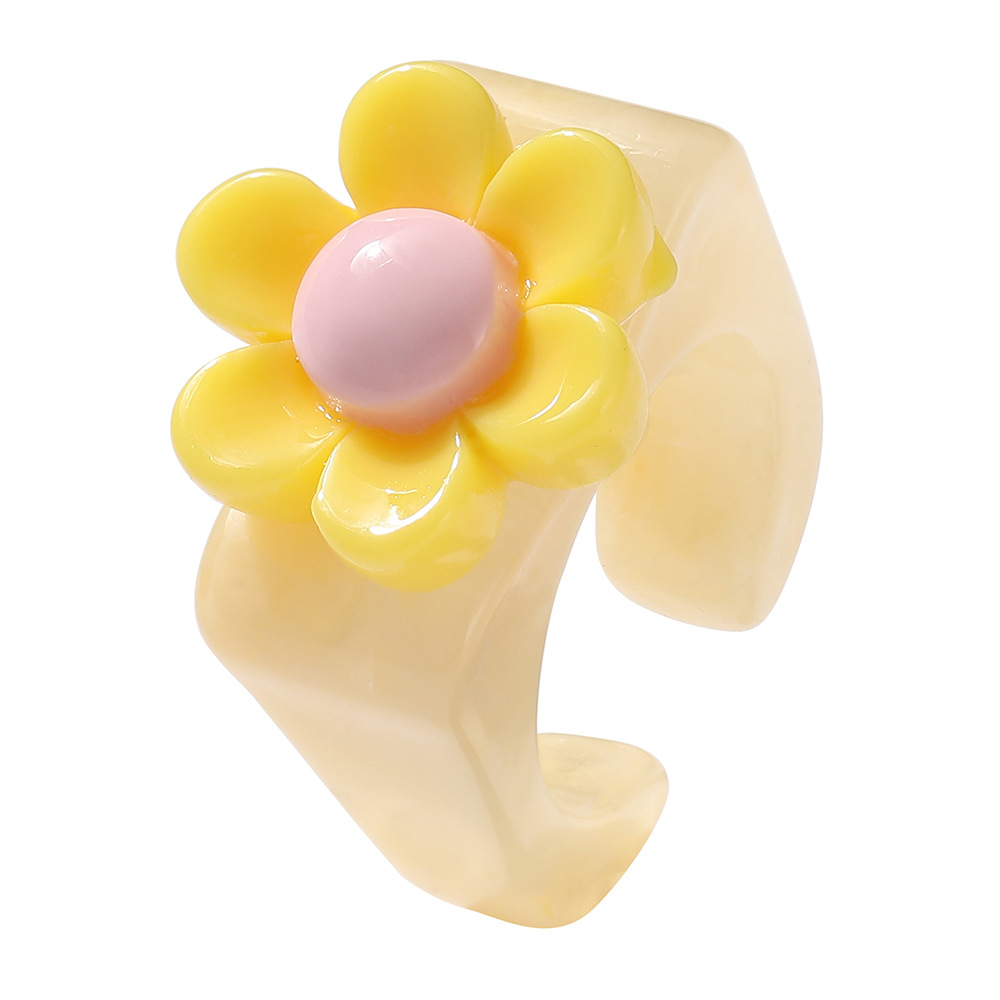 Cute Flower Resin Ring Wholesale Jewelry Nihaojewelry display picture 11
