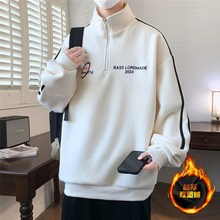 秋冬季13青少年加绒加厚卫衣男孩14初中学生15岁大童半高领打底衫