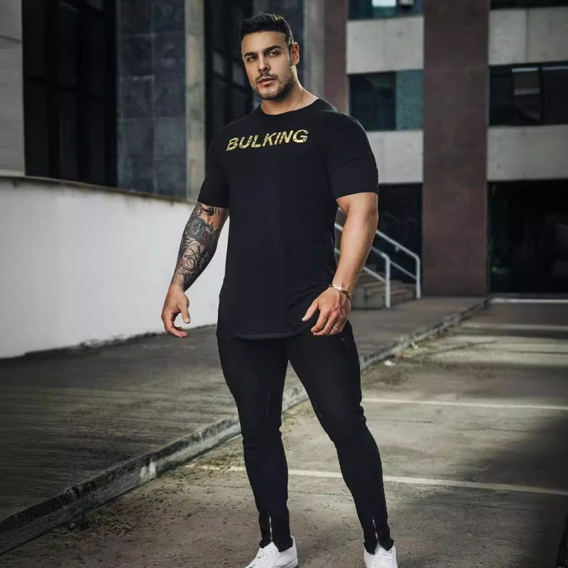 European and American 3D Printing Fitness Short-sleeved T-shirt Men's Animal Spring and Summer Men's Fitness Running T-shirt