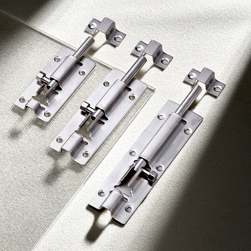 Stainless steel thickened surface-mounted push bolt door latch for bathroom wooden doors and windows anti-theft bolt lock old-fashioned door center push bolt
