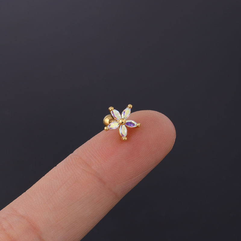 Ear Cartilage Rings & Studs Simple Style Flower Copper Plating Artificial Gemstones display picture 10