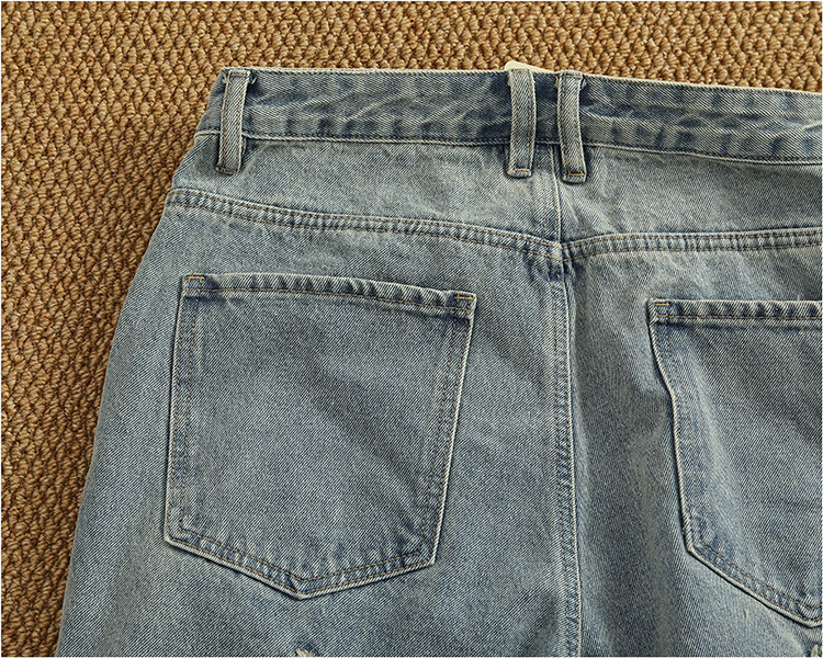 Men's Light Blue Distressed Denim Shorts Relaxed Fit Casual Summer Shorts 5-Inch Inseam_viptrois.com