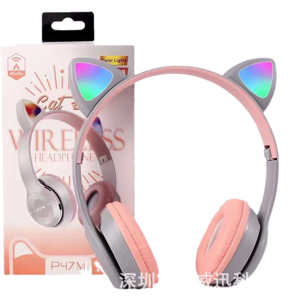 P47M orejas de gato montadas en la cabeza AliExpress nuevo auricular Bluetooth serie de ventas directas de fábrica auricular inalámbrico