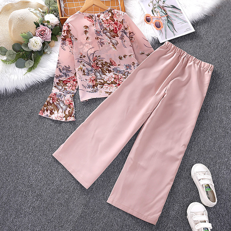 Mädchen Set Mit Floralem Langarmshirt Und Weiter Hose_voghion.com