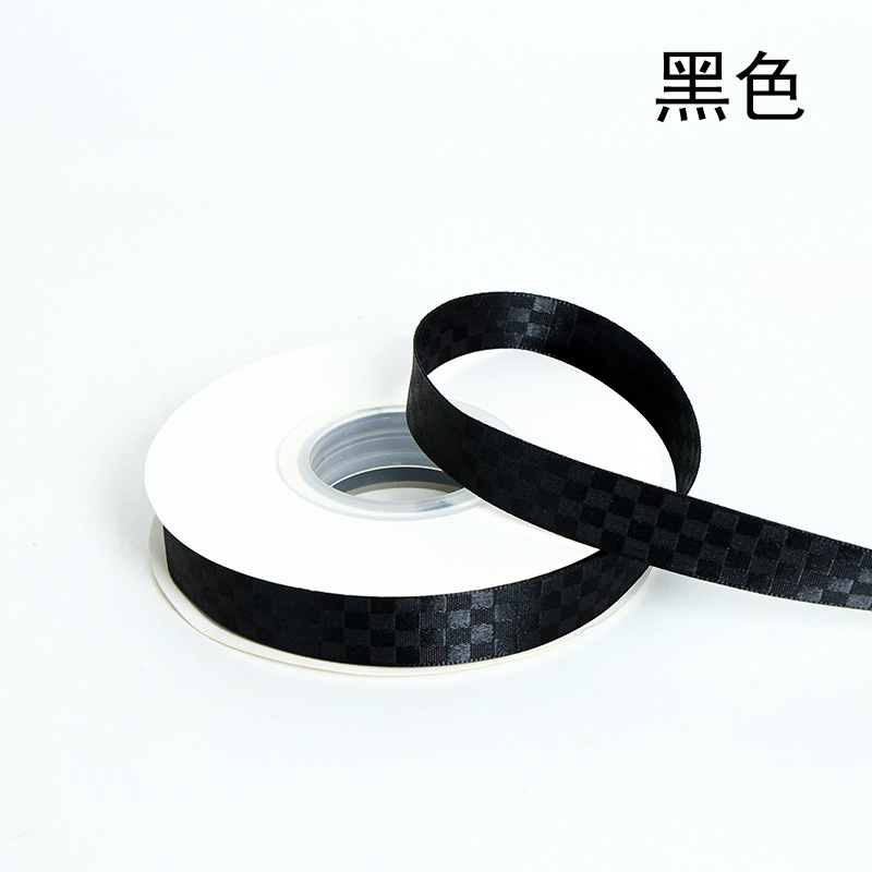 Cinta a cuadros con cinta a cuadros, caja de regalo de flores, embalaje, cinta de tela, lazo, cinta de bricolaje hecha a mano, personalización transfronteriza