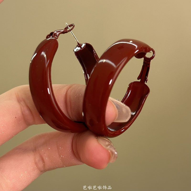 欧美几何圆形豹纹耳圈女小众设计感显脸小耳环秋冬高级感百搭耳饰|undefined