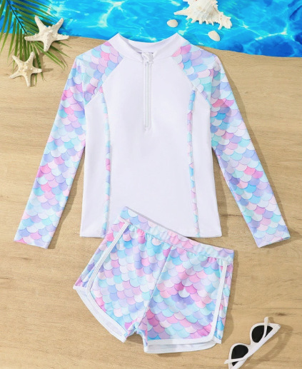 Fish scale white suit