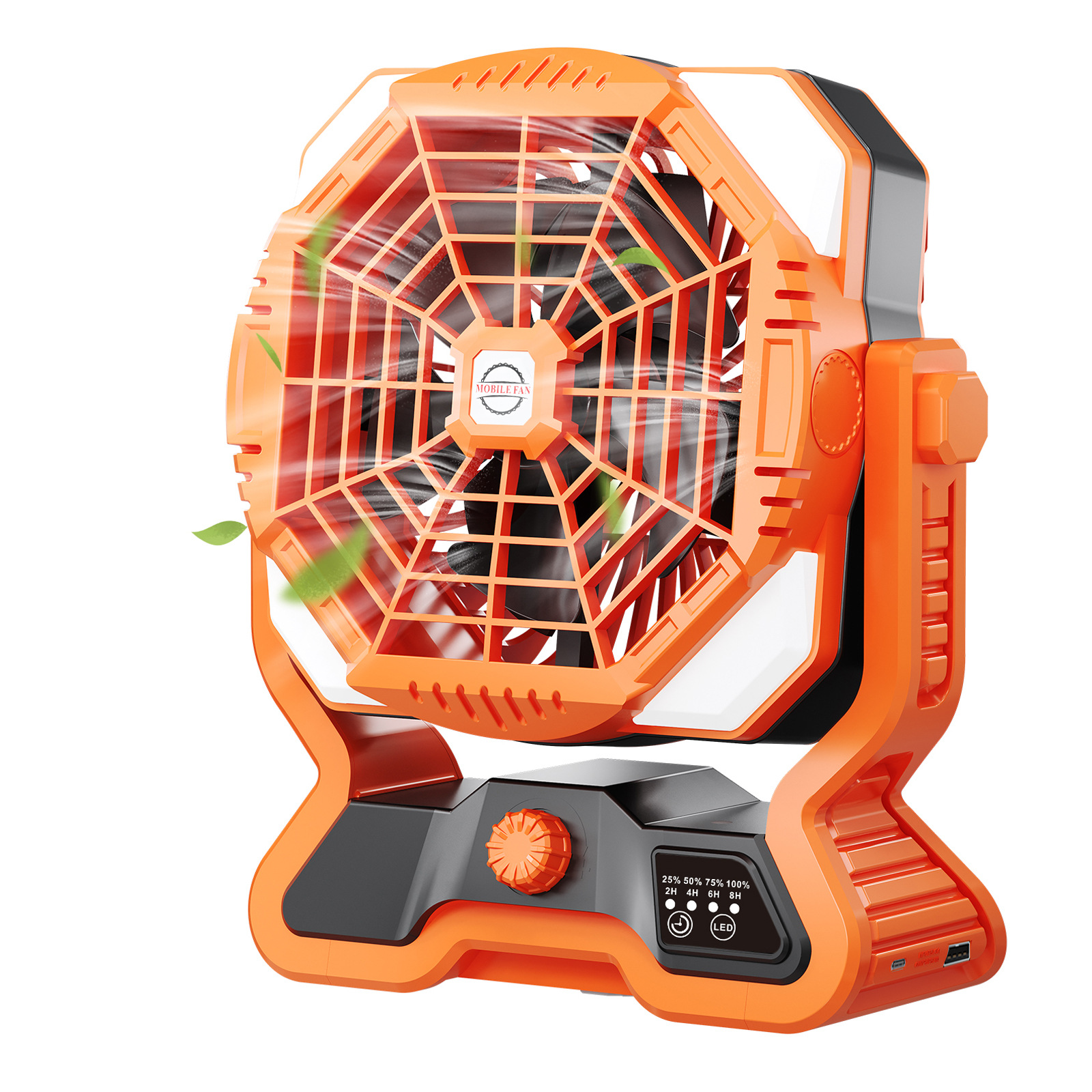 Ventilador de Tienda de Campaña con Control Remoto de 8 Aspas con Batería de Emergencia e Iluminación