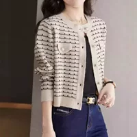 Куртка, кардиган, короткий вязаный свитер, стиль Chanel, осень, 2024 год