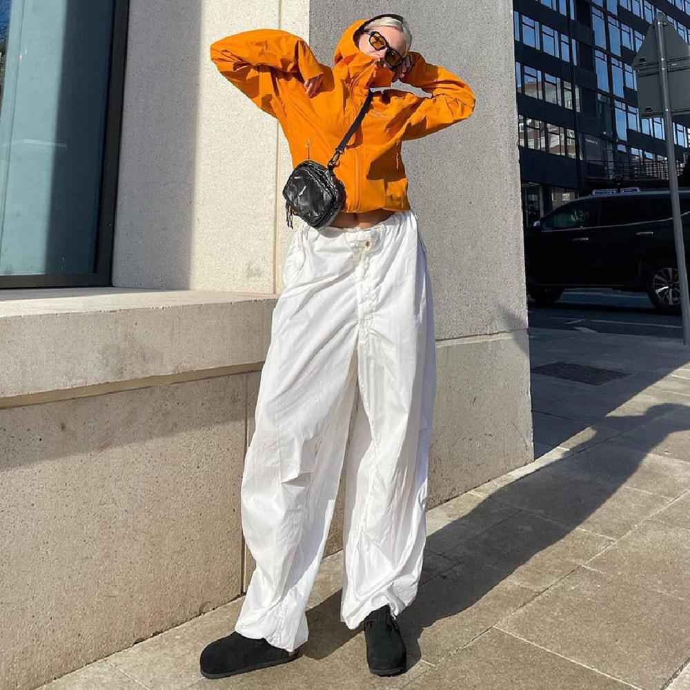 2022 Spring/Summer New Women's Personalized Street Solid Color Loose Low Waist Casual Pants_voghion.com