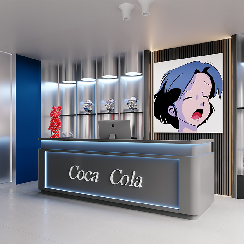 美容院收银台奶茶店吧台灰色烧烤店健身房公司酒店前台接待台柜台