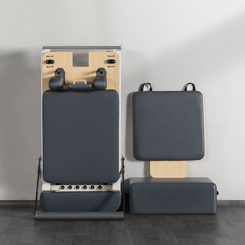Estudio de yoga traje de cinco piezas equipo de pilates, barril de escalera, silla de pedal estable, cama central de pilates de arce Cadillac de roble