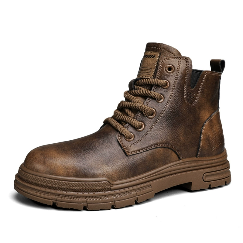 Martens, demi-season high footwear English style for leisure for leather shoes, brown low boots