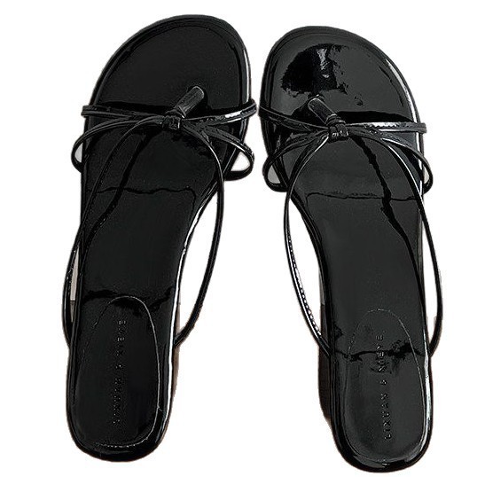2026 primavera y verano tacones de moda coreana cómodos dedos desnudos temperamento de alto nivel un pedazo de zapatillas de mujer image 4