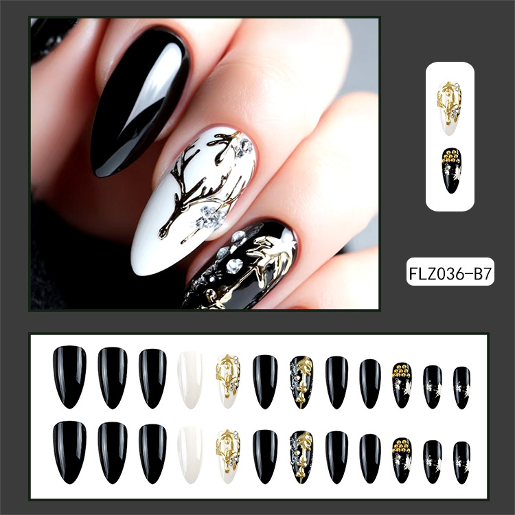 Uñas postizas 3D estéreo blanqueadoras, muy vendidas, piezas de arte de uñas portátiles transfronterizas, pegatinas de uñas sencillas con un toque de alta gama, venta al por mayor