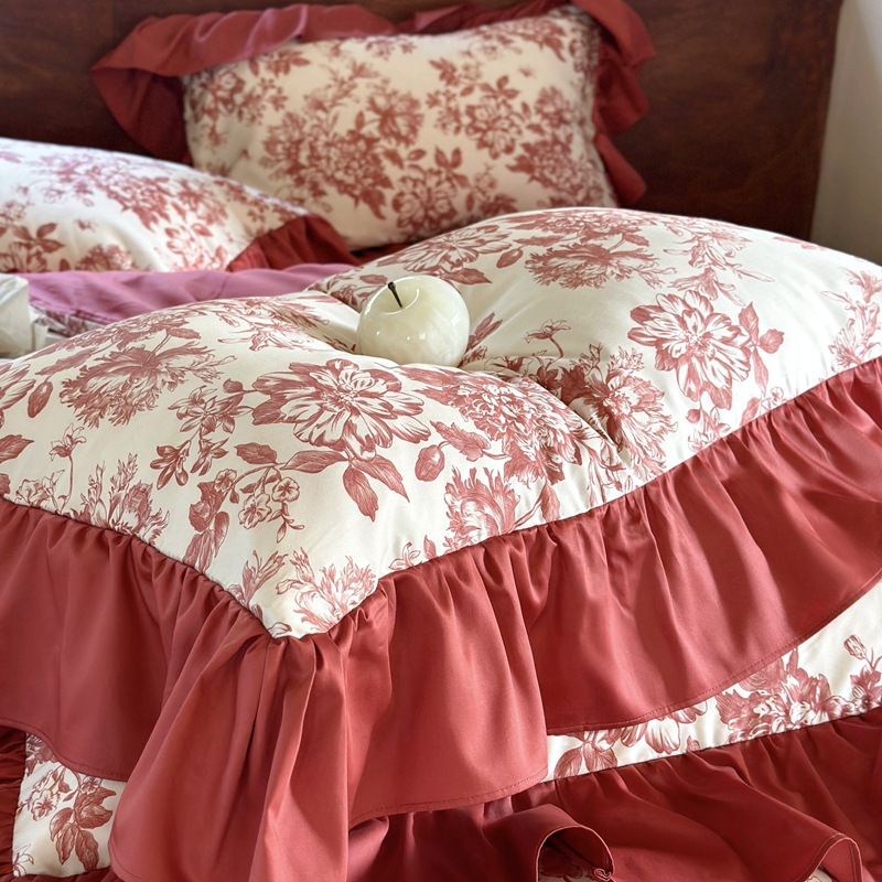 Completo copripiumino vintage floreale in cotone spazzolato boho_voghion.com
