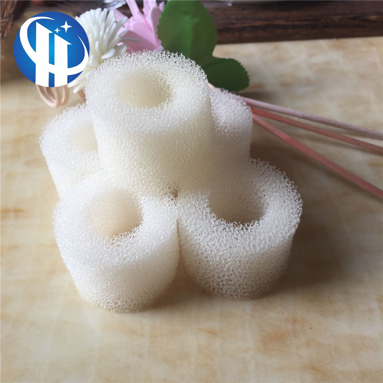 白色过滤海绵管过滤生化棉异形加工35ppi小孔空心海绵滤芯套管