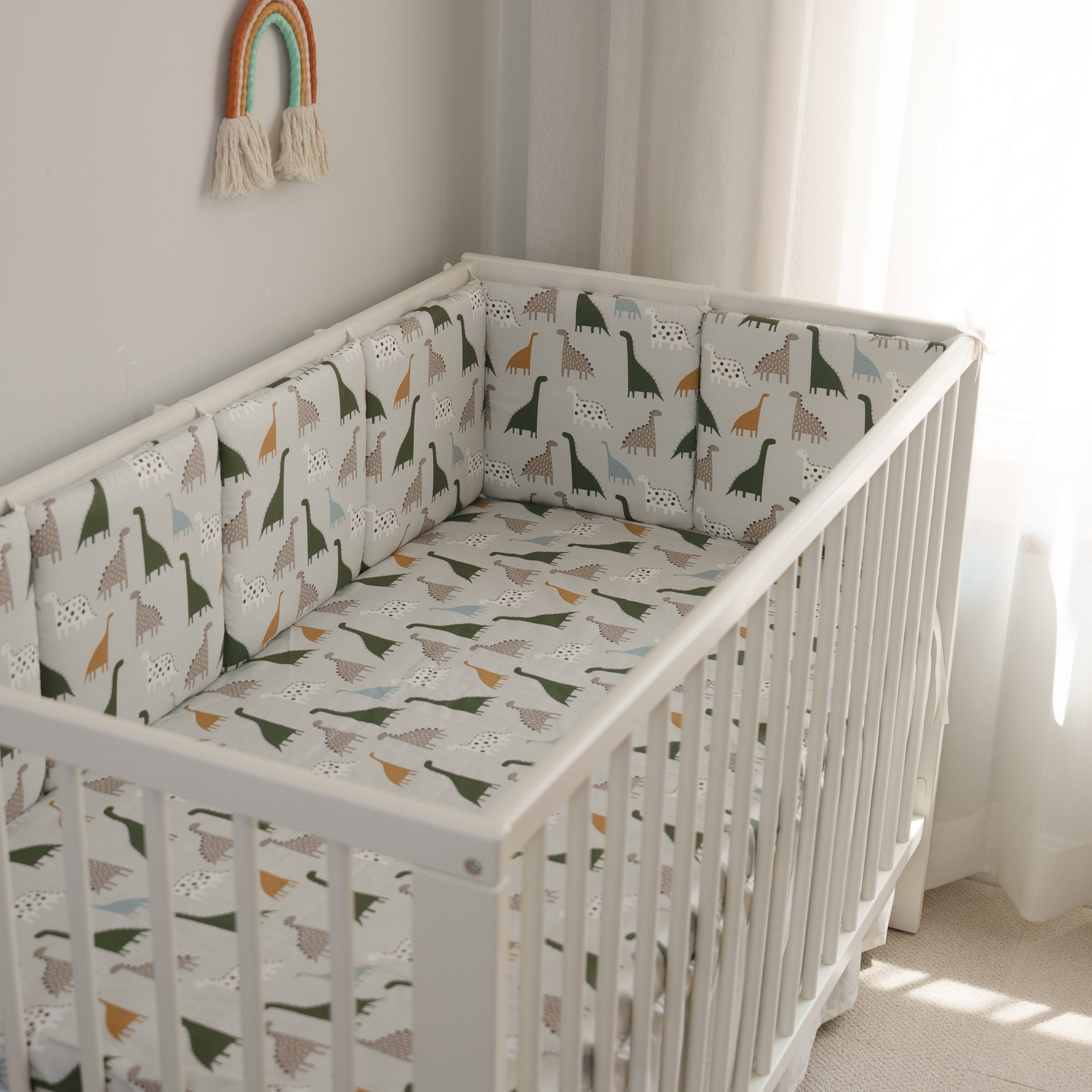 Baby crib newborn bedding anti-collision fence cotton gray dinosaur 30*30*6 whole wash