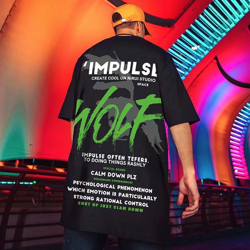 Men's Graffiti Bear Short T-shirt Hiphop Fashion Plus Fat Half Sleeve Couple_voghion.com