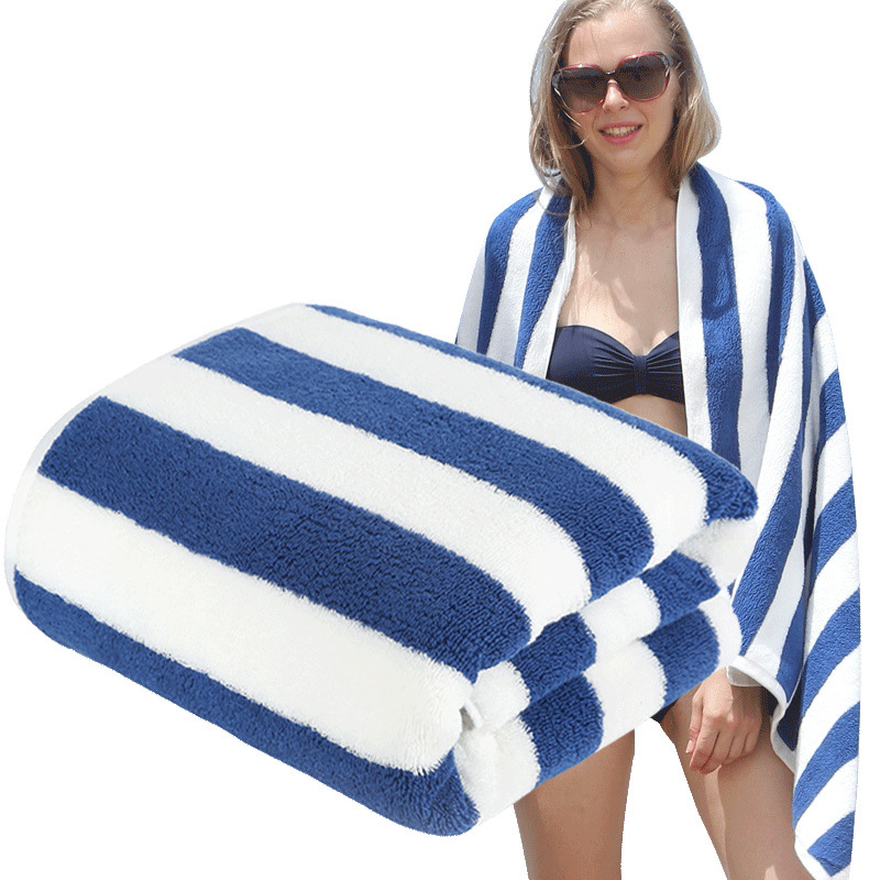 Cotton yarn-dyed bath towel cotton blue and white striped beach towel 80x 160 increase foreign trade cross-border bath towel wholesale